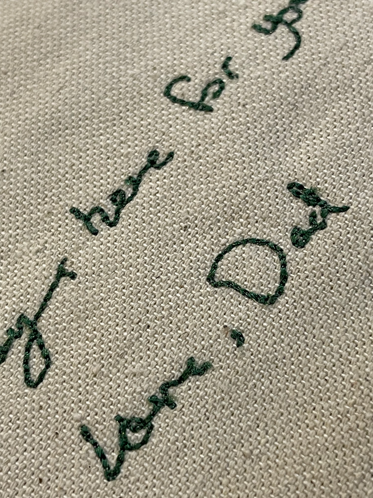 Original green embroidery close-up, October 21